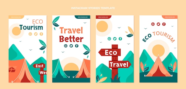 Handgezeichnete Instagram-Geschichten mit flachem Design