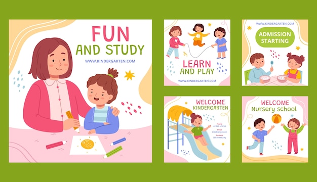 Handgezeichnete Instagram-Posts für den Kindergarten