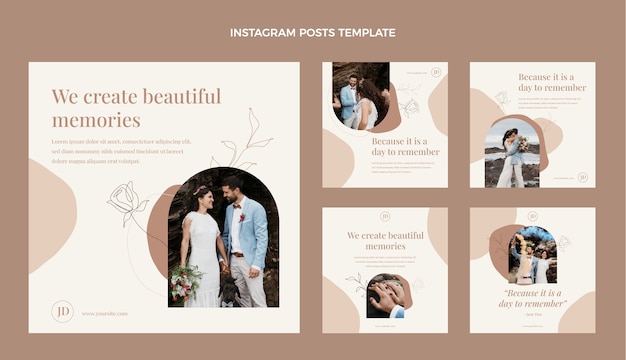 Handgezeichnete instagram-posts für hochzeitsplaner