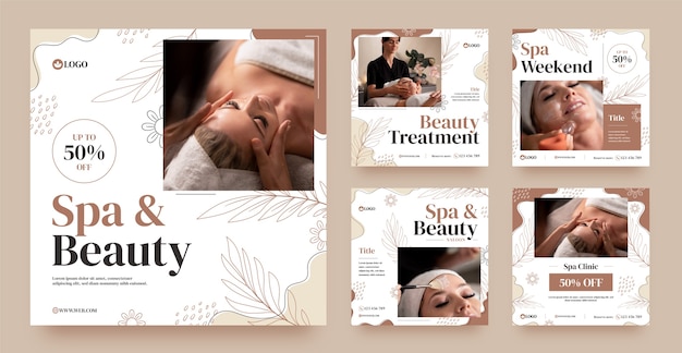 Handgezeichnete Instagram-Posts für Spa-Behandlungen