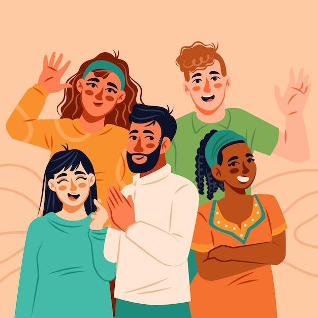 Handgezeichnete internationale Menschenillustration