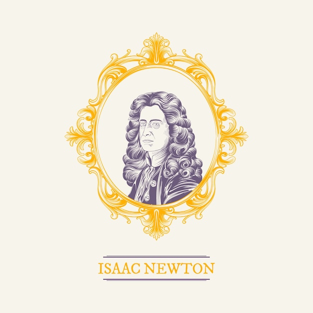 Vektor handgezeichnete isaac newton-illustration