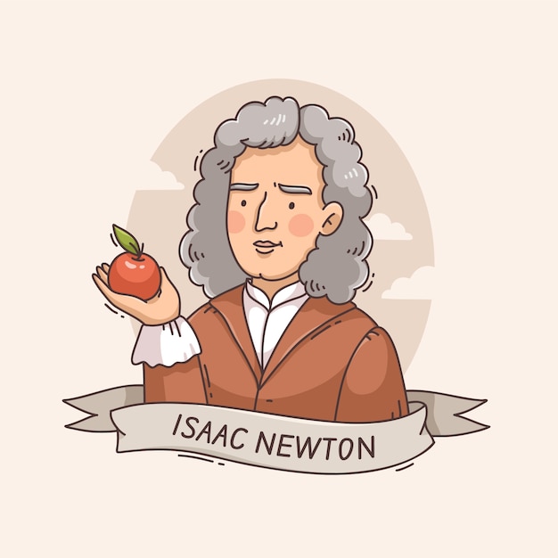 Handgezeichnete Isaac Newton-Illustration