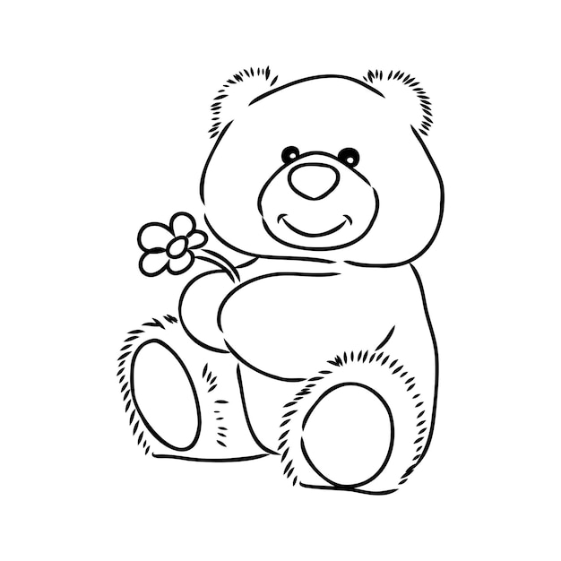 Handgezeichnete isolierte teddybär-doodle-vektorillustration