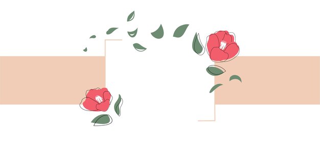 Handgezeichnete japanische kamelie mit blättern vektor-illustration für eine website oder verpackung bunte blumen auf einem isolierten weißen hintergrund