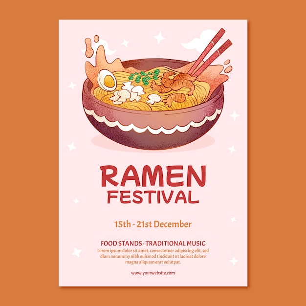 Handgezeichnete japanische Ramen-Postervorlage
