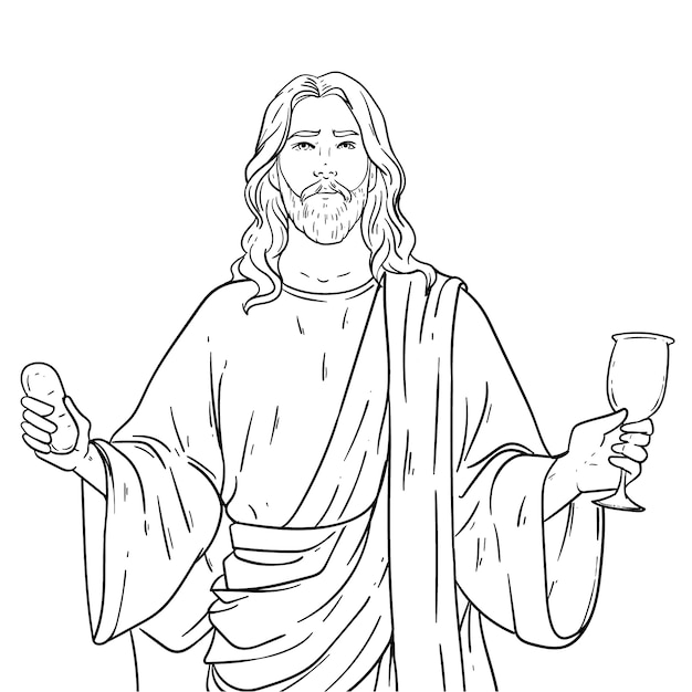 Vektor handgezeichnete jesus-zeichnung