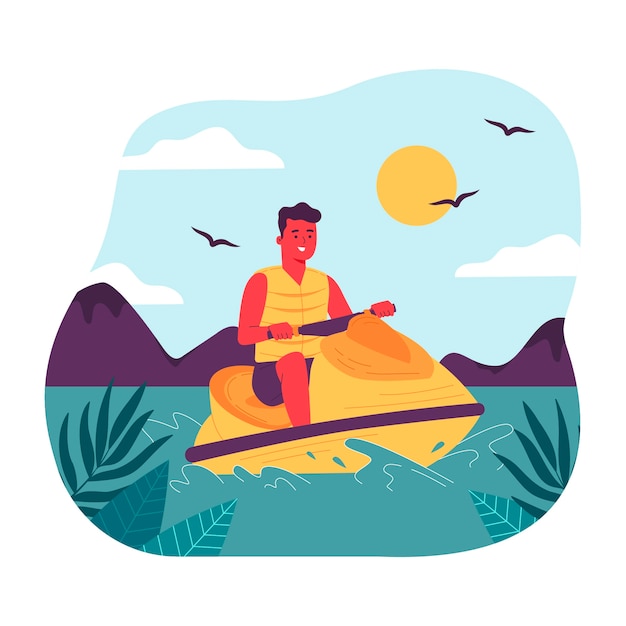 Vektor handgezeichnete jet-ski-illustration