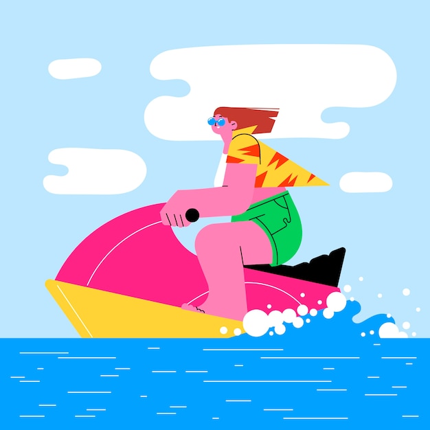 Vektor handgezeichnete jet-ski-illustration