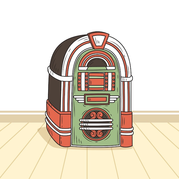 Vektor handgezeichnete jukebox-illustration