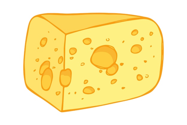 Handgezeichnete Käseteile und -scheiben isoliert auf weißem Hintergrund Käse-Symbol Vektor-Käse-Cliparts