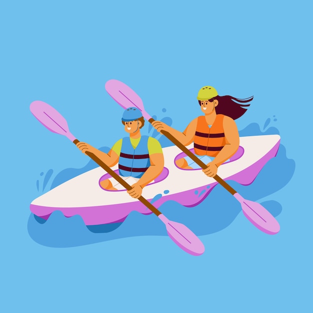 Handgezeichnete Kajak-Illustration