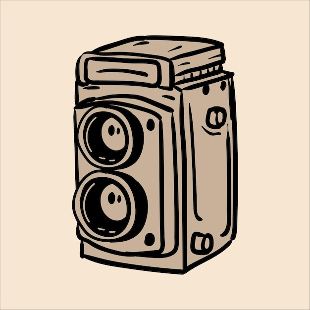 Vektor handgezeichnete kamera-cartoon-illustration