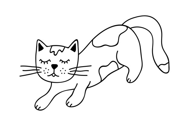 Vektor handgezeichnete katzen-cliparts. süßes haustier-doodle