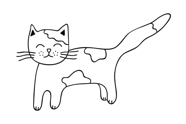 Vektor handgezeichnete katzen-cliparts. süßes haustier-doodle