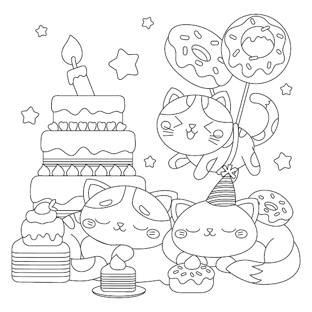 Handgezeichnete Kawaii-Illustration