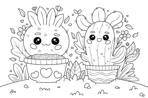 Handgezeichnete Kawaii-Illustration