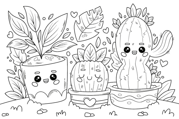 Handgezeichnete Kawaii-Illustration