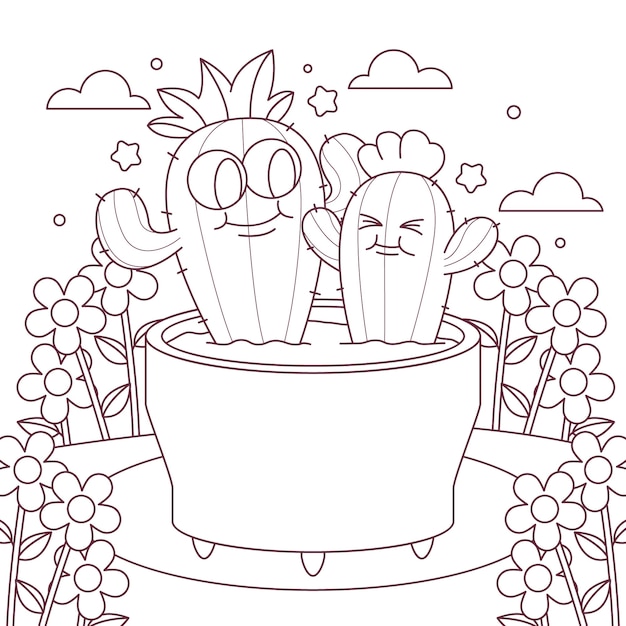 Handgezeichnete Kawaii-Illustration