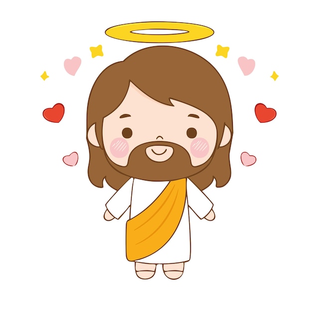 Handgezeichnete Kawaii-Jesus-Illustration