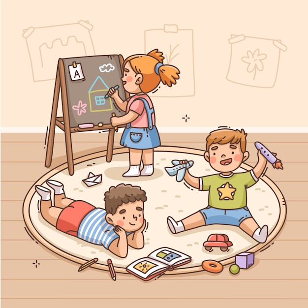 Handgezeichnete Kindergarten-Illustration