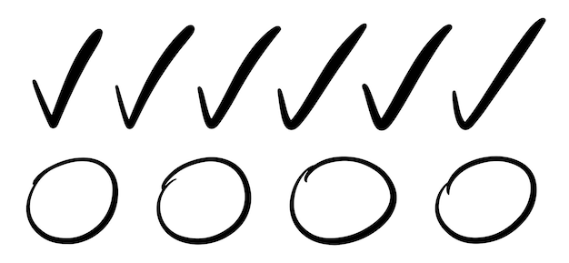 Handgezeichnete Kontrollmarkierungen und Kreise