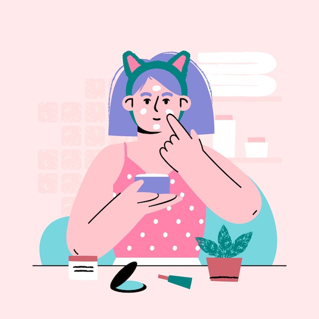 Handgezeichnete koreanische Schönheitsillustration