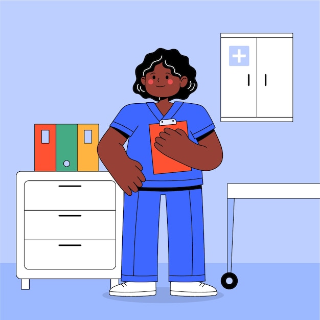 Handgezeichnete Krankenschwester-Cartoon-Illustration