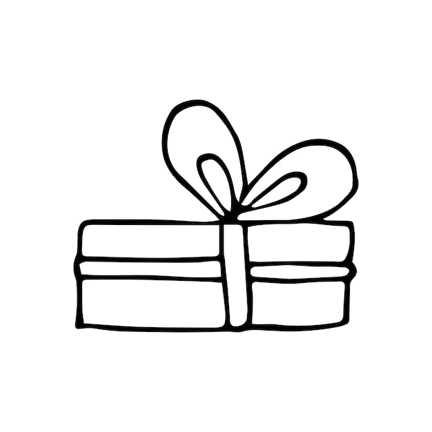 Handgezeichnete längliche geschenkbox vektor vorhanden mit schleife