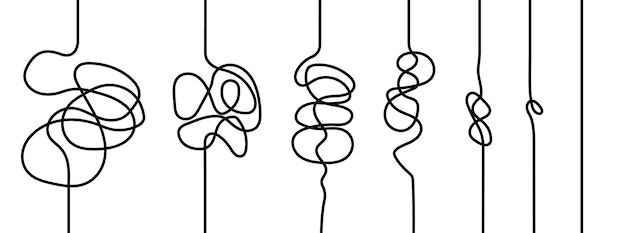 Handgezeichnete linien. unordentliches chaos von linien. gezeichnete lineare labyrinthe