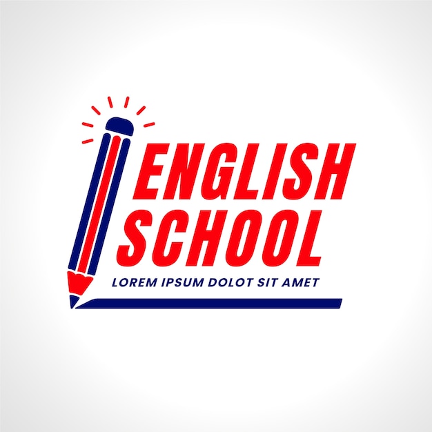 Vektor handgezeichnete logo-vorlage für die englische schule