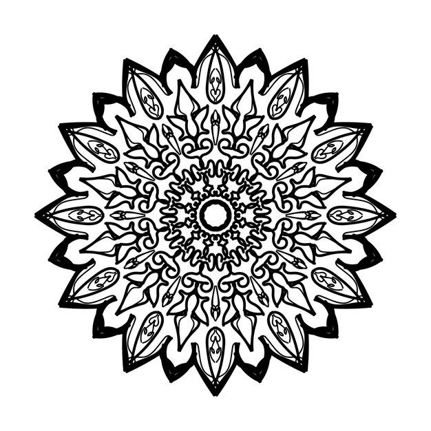 Vektor handgezeichnete mandala-dekoration in ethnisch-orientalischem doodle-ornament