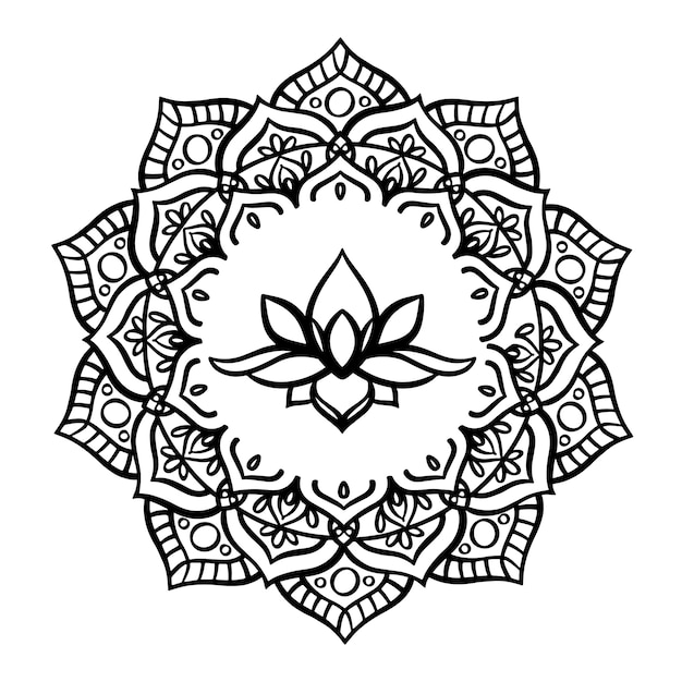 Vektor handgezeichnete mandala-lotusblumenzeichnung