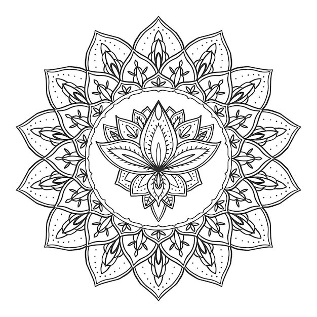 Vektor handgezeichnete mandala-lotusblumenzeichnung