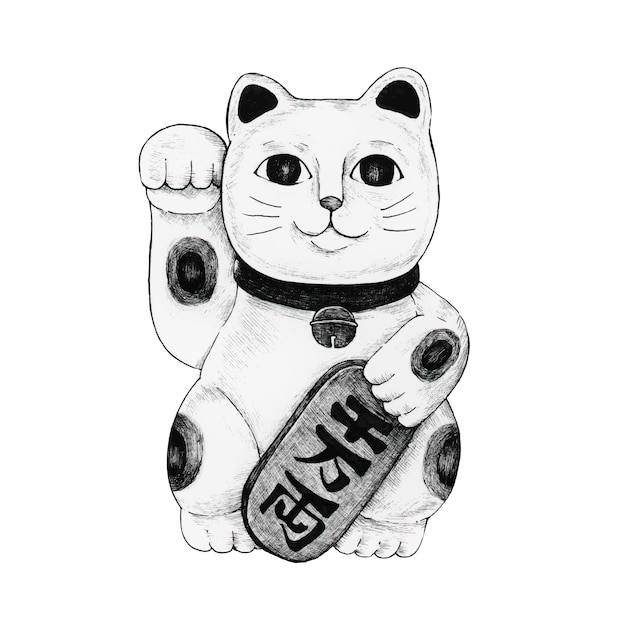 Handgezeichnete Maneki Neko Figur