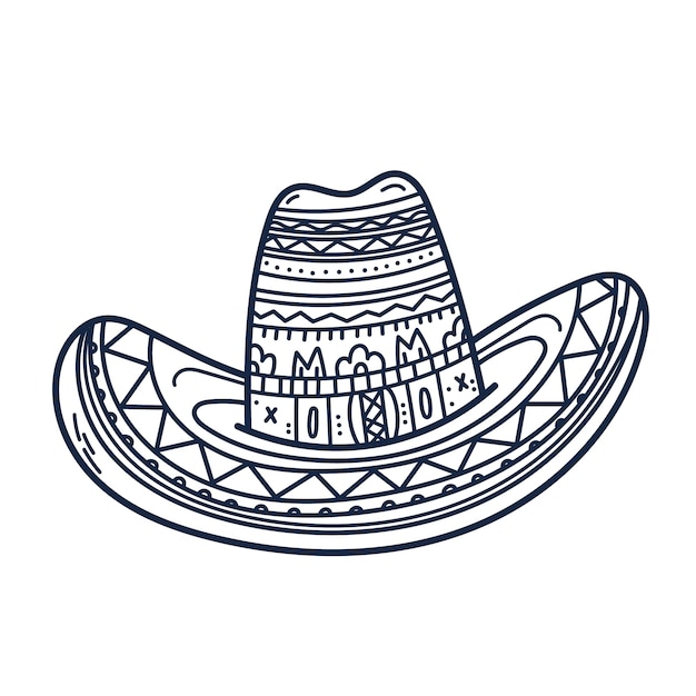 Vektor handgezeichnete mariachi-hutillustration