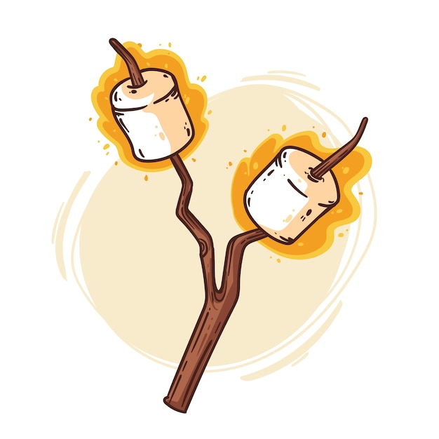 Vektor handgezeichnete marshmallow-illustration