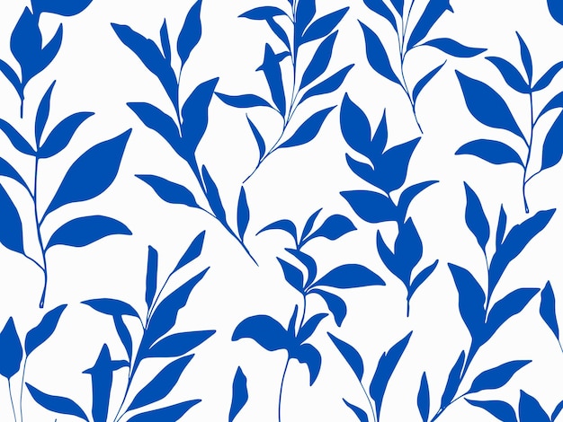 Handgezeichnete minimalistische Silhouette Blumenelemente nahtloses Muster Tropischer Pflanzenzweig Hintergrund
