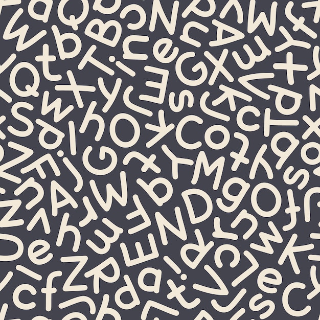 Handgezeichnete Mix Letters Seamless Pattern Dark