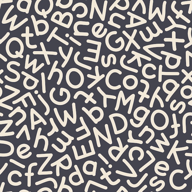 Handgezeichnete mix letters seamless pattern dark