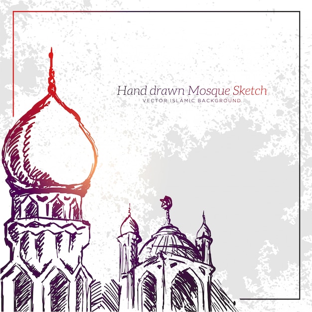 Handgezeichnete moschee sketch illustration