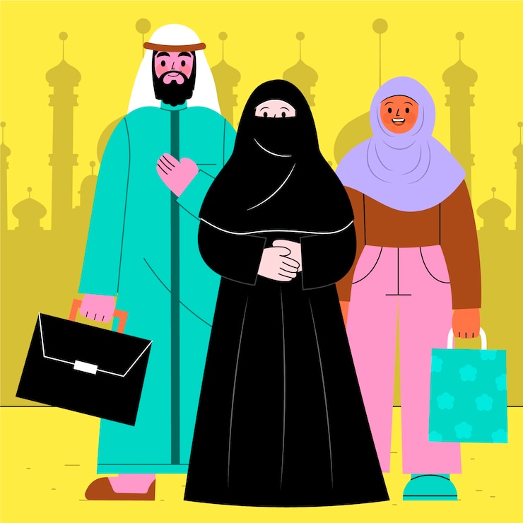 Vektor handgezeichnete muslime-illustration