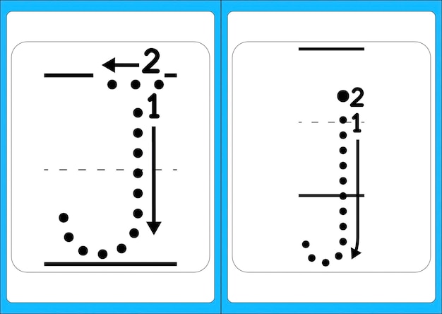 Vektor handgezeichnete nachzeichnungsarbeitsblätter von a bis z für kinder zum üben der stiftkontrolle und handschrift