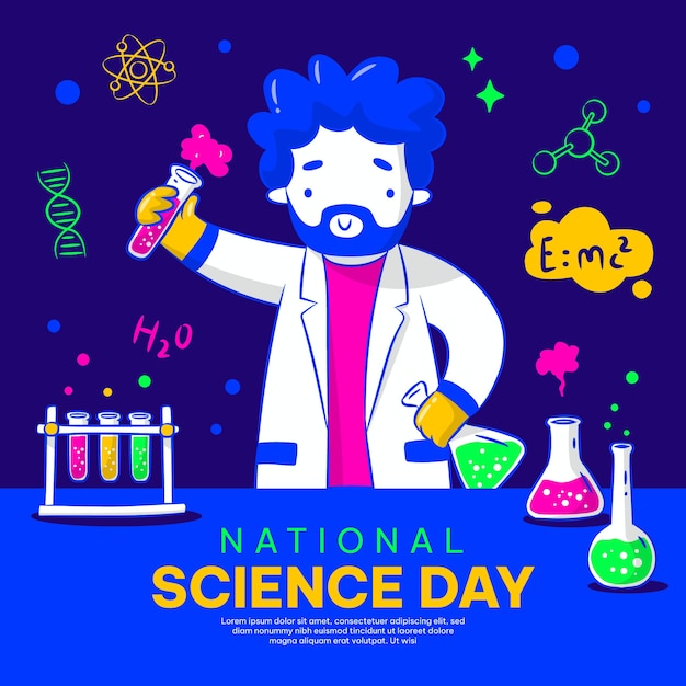 Vektor handgezeichnete national science day illustration