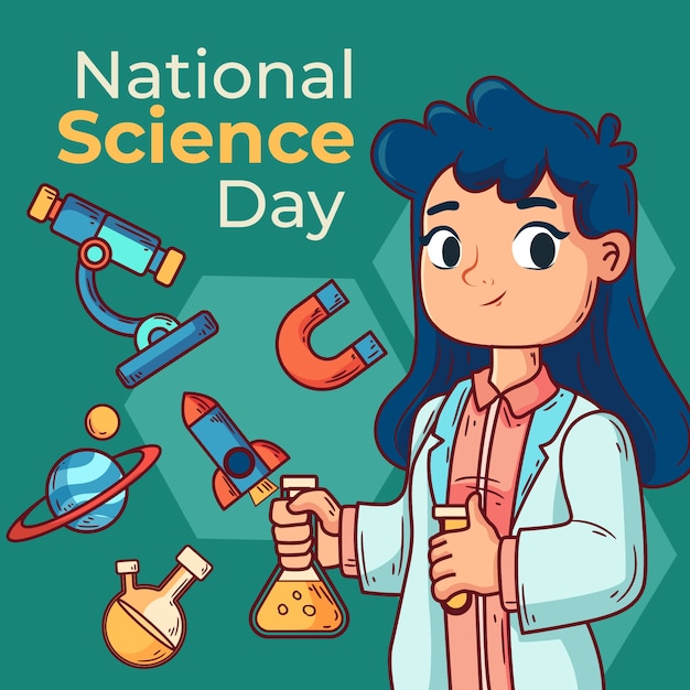 Vektor handgezeichnete national science day illustration