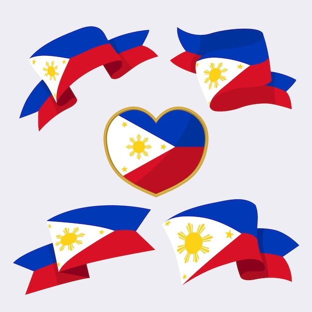Handgezeichnete nationale embleme der philippinischen flagge