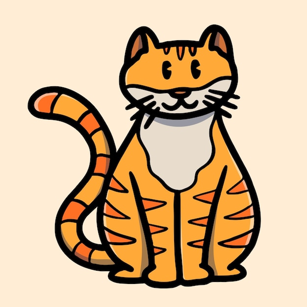 Handgezeichnete niedliche orangefarbene katzenillustration