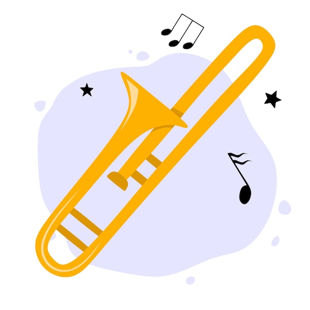 Handgezeichnete niedliche trompete im cartoon-stil