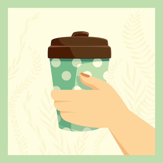 Handgezeichnete Öko-Cup-Illustration