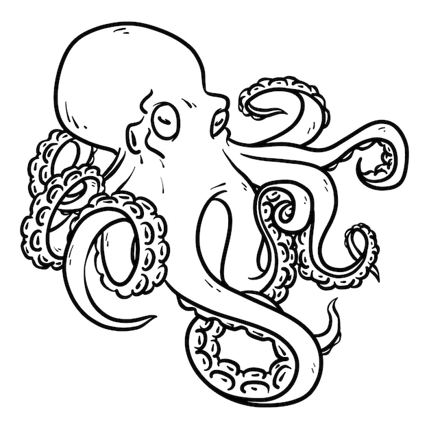 Vektor handgezeichnete oktopus-umrissillustration